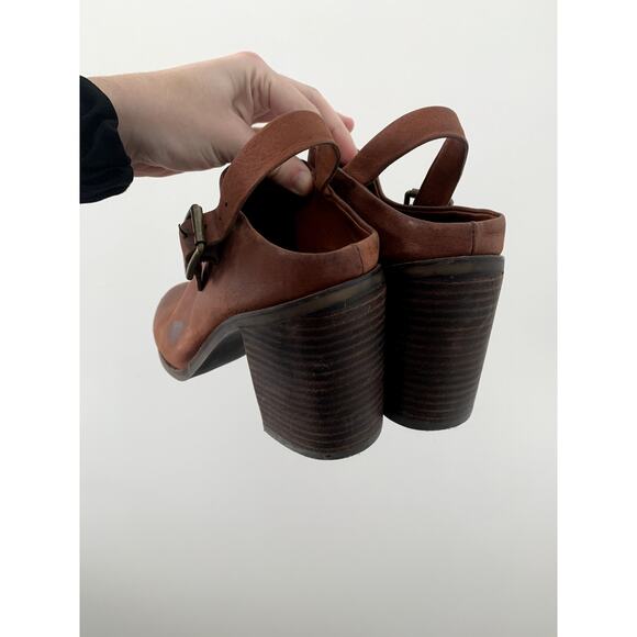 Lucky Brand Machiko Brown Leather Distressed Heeled Mule Booties Size 9 - Picture 7 of 7